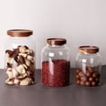 thumbnail image 2 of Tarro de vidrio con tapa hermética de madera, juego de 3 tarros de almacenamiento de vidrio grandes, tarros dispensadores de cereales sin BPA para harina, pasta de espagueti, 2 of 5