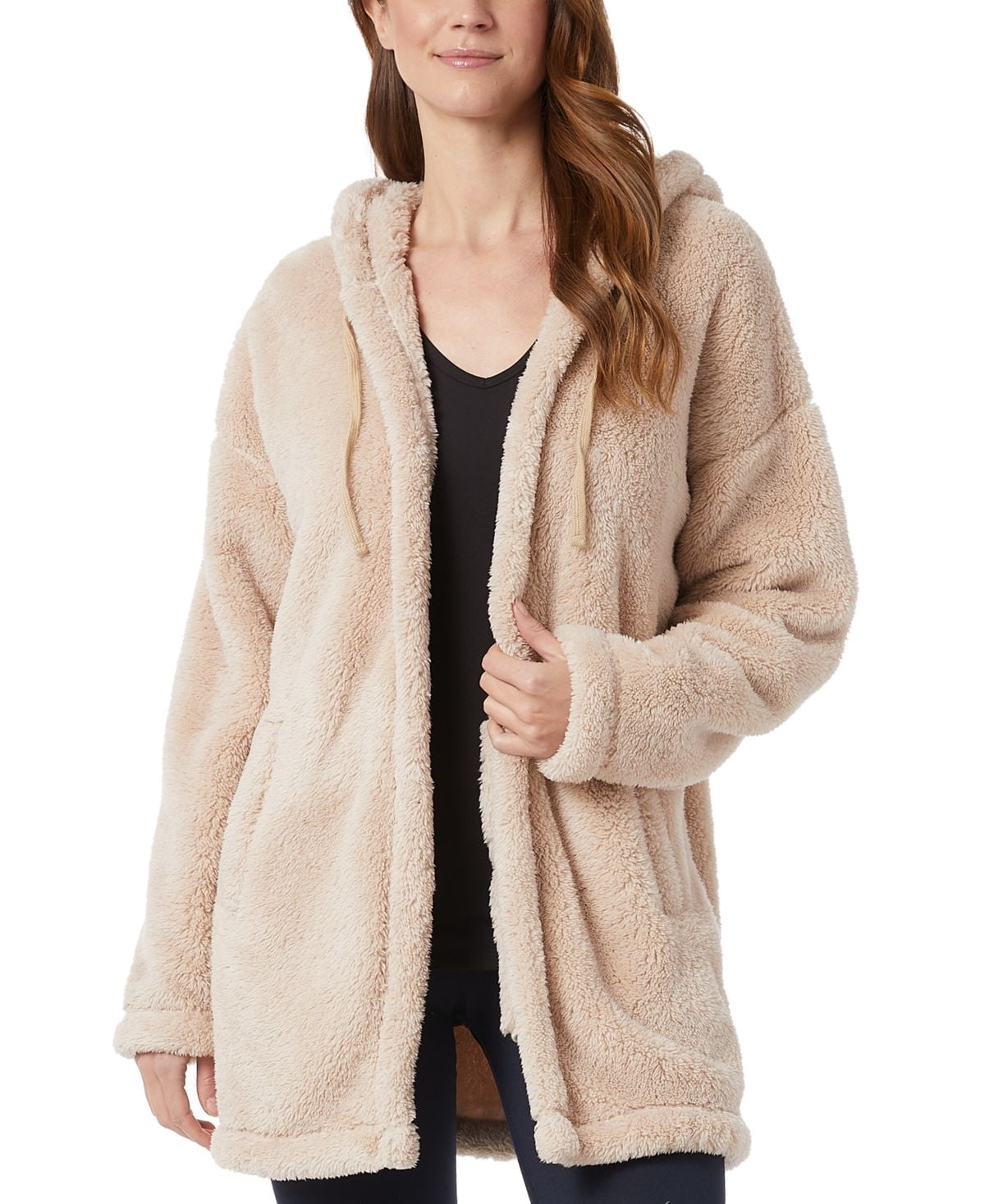 32 Degrees Women's Sherpa Hooded Cardigan, Coconut Ivory, L - Walmart.com