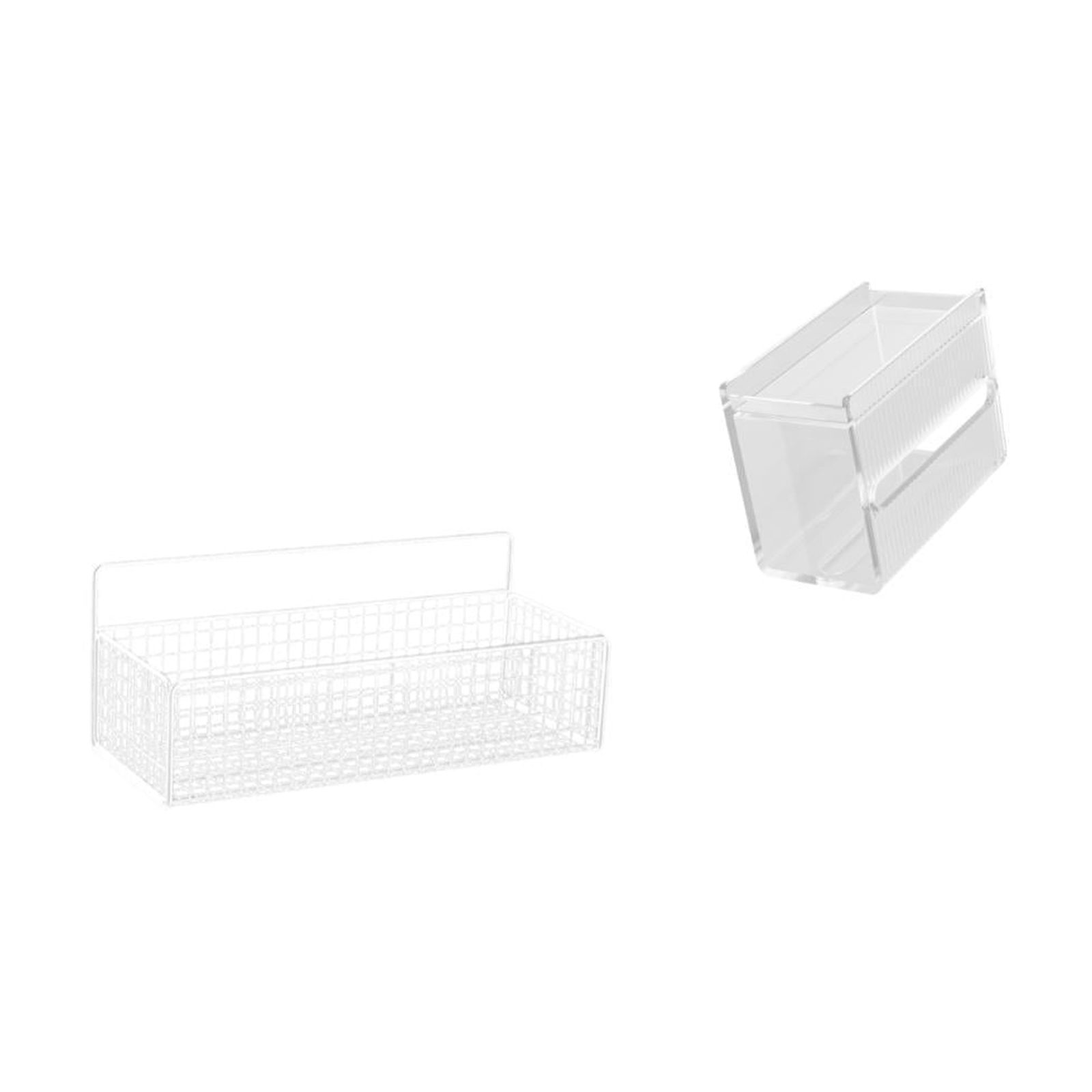 Fiocias Hanging Storage Basket Wire Organizer Acrylic Tissue Case Wall Mounted Shelf Toilet Paper Holder Material Suitable for Kitchens Bathrooms