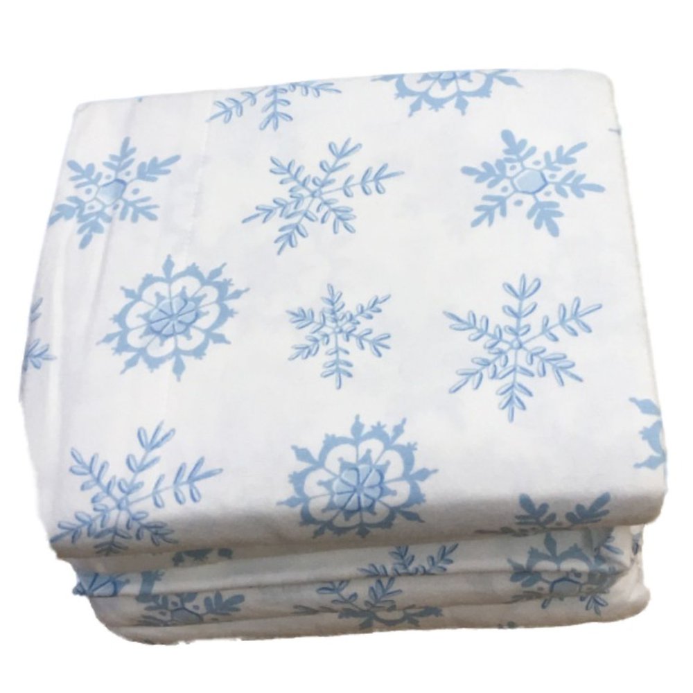 Cuddle Duds Flannel Sheet Set Blue & White Snowflake Queen Bed Sheets