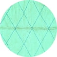 thumbnail image 1 of Ahgly Company Machine Washable Indoor Round Solid Turquoise Blue Modern Area Rugs, 6' Round, 1 of 4