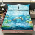 thumbnail image 2 of COEQINE Sheet Set Full Size Breathable Fitted Bottom Sheet Comfy Stain-Resistant Long Lasting Bedding Set with Deep Pockets for Full Size Bed, Sea Turtle Starfish Coral, 2 of 5