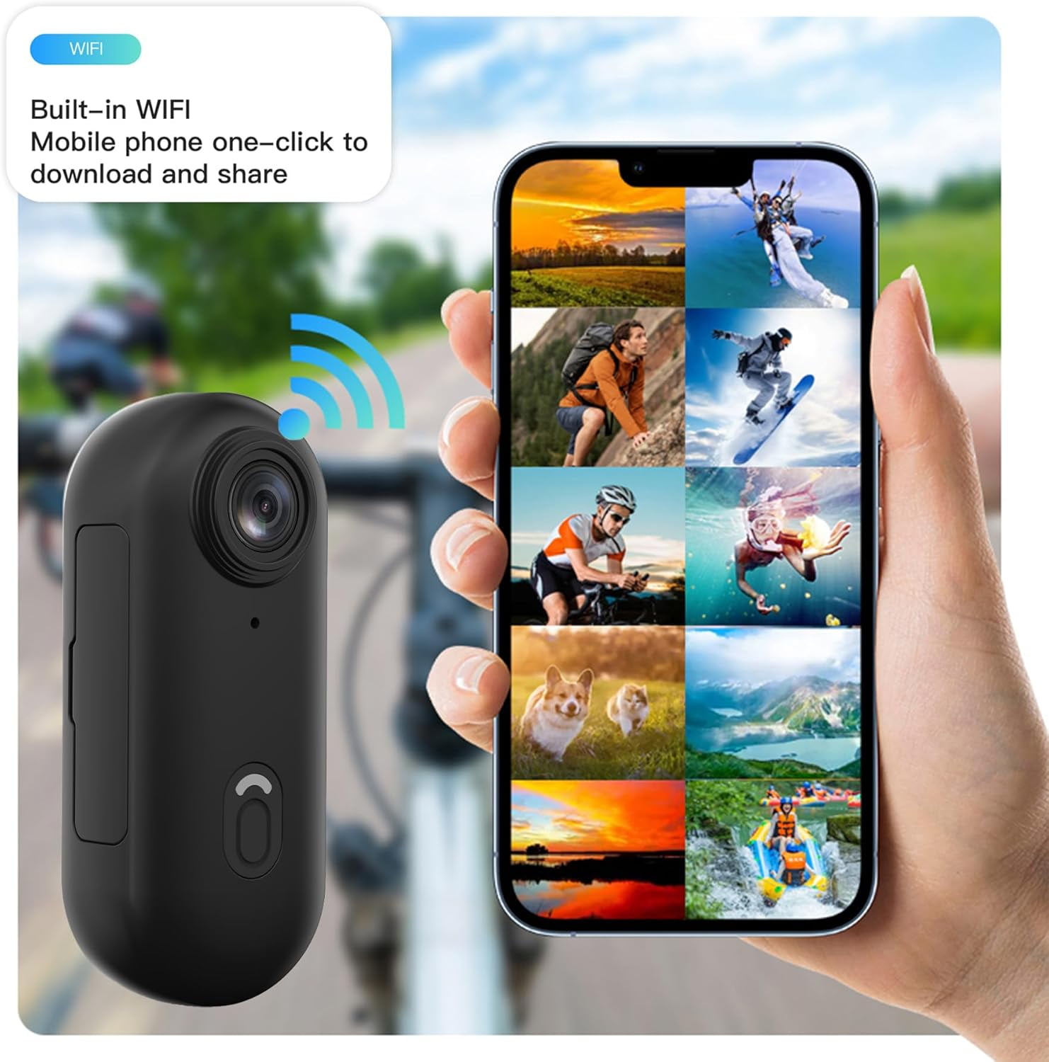 4K Mini WIFI Action Camera 128GB Police Cam Portable Body Cam Wearable Video Recorder with IPX7 Waterproof Underwater Camcorder, Helmet Mount, Magnetic Sport DV for Bike Cycling, Pet, Vlogging(Black)
