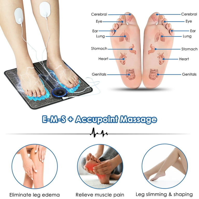 Electric Ems Leg Foot Massager Pad With Electrode Patch Pain Relax