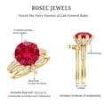 thumbnail image 5 of Floral Bridal Ring Set with Lab Created Ruby and Moissanite - 5 Carat - AAAA Grade, 18K Yellow Gold, US 3.00, 5 of 8