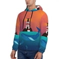 thumbnail image 3 of Daiia Lighthouse and Whale for Men's Fashion Hoodies & Sweatshirts with Kangaroo Pocket Hooded Sweatshirt Breathable & Moisture Wicking-Large, 3 of 7