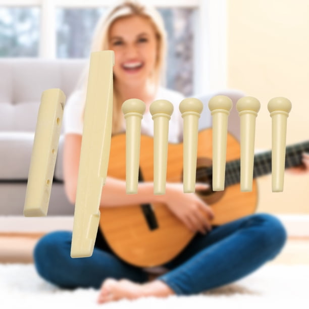 Tuerca de sillín de 6 cuerdas para guitarra acústica Pasadores de puente de guitarra acústica portátil Hugtrwg Para estrenar