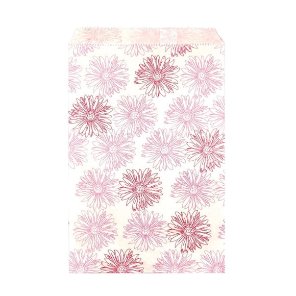 888 Display USA, Inc 200 Pcs Sacs Cadeaux en Papier Fleur 5 Pouces x 7 Pouces Sacs de Courses Blancs avec Design Fleur Rose Rouge