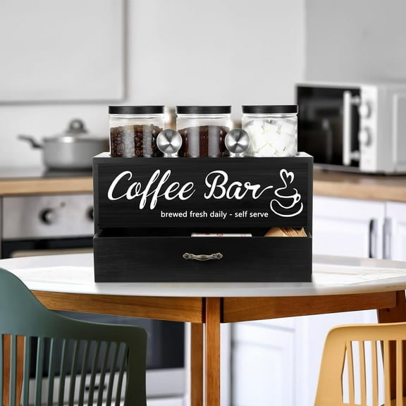 3 Pcs Coffee Canister Set with Shelf and Spoon Plastic Coffee Bean Storage Container for Kitchen