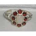 thumbnail image 4 of LBG British Made 925 Sterling Silver Natural Opal & Garnet Womens Promise Ring - 33 size options - Size 9.5, 4 of 6