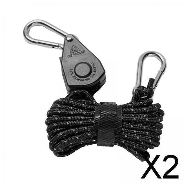 2x Gancho de Cuerda de Polea de Trinquete con Mosquetón, Tensor Seguro para Polea, Tienda de Campaña para Exteriores, Cuerdas para Tienda de Campaña a 2 piezas