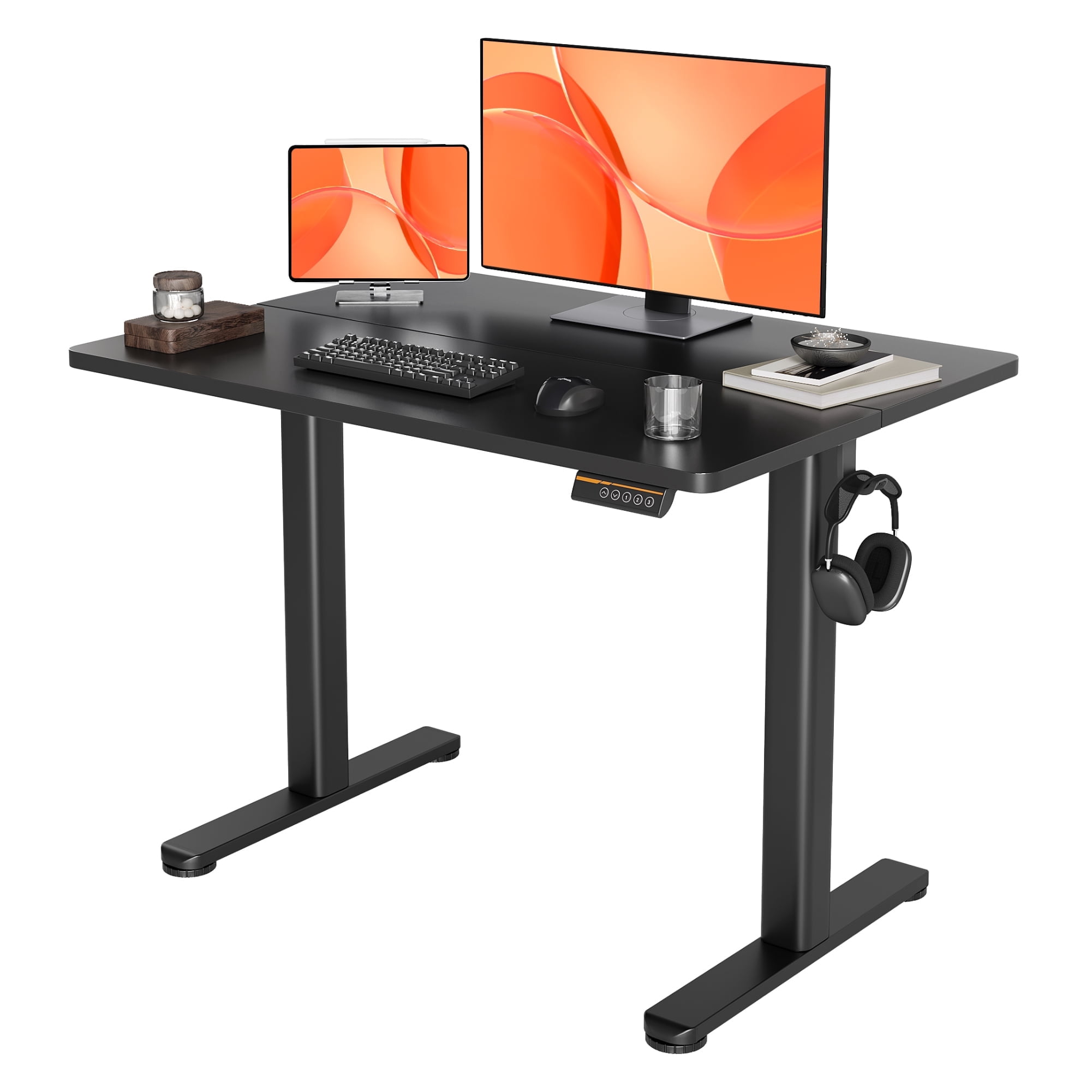 Innovar Electric Standing Desk, Small Stand up Desks Adjustable Height,Games Motorized Rising Desk W/Memory Preset Office Height Adjustable Desk for Teens & Adults,40x24 inches,Black
