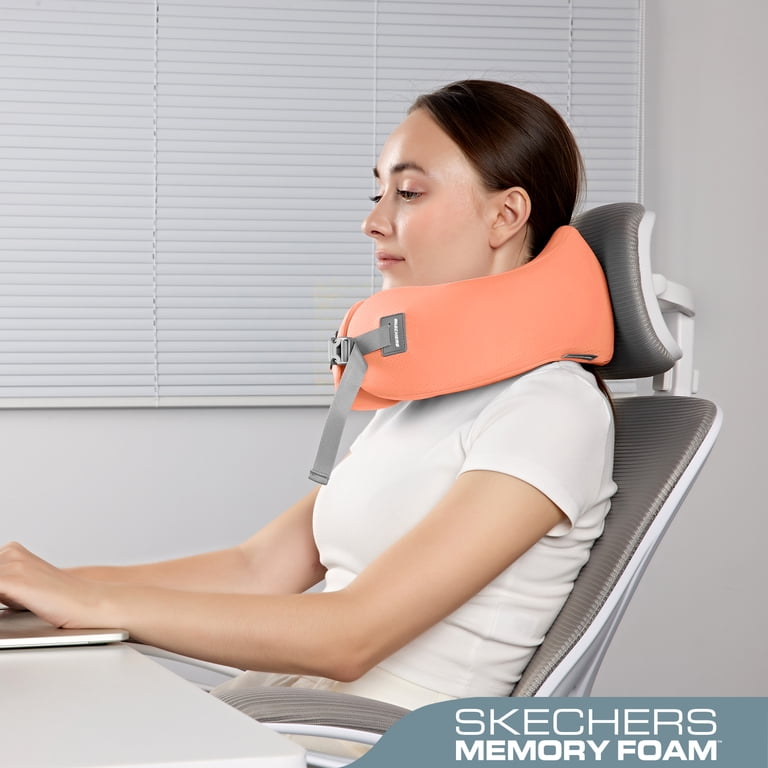 Skechers Memory Foam U-Shaped Travel Neck Pillow, Orange photo 7
