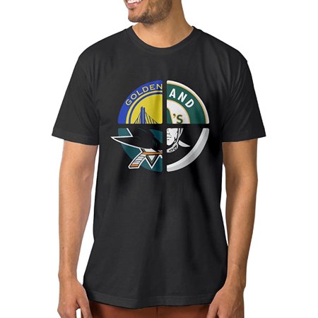 LINNA Men's Cotton Short Sleeve T Shirts Oakland Sport Logo Mixed XXL Black