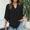 thumbnail image 2 of Hfyihgf Women's Work Blouses Half Sleeve Dressy Tops V Neck Casual Chiffon Tunic Blouses Business Shirts Top(z-Black,M), 2 of 8