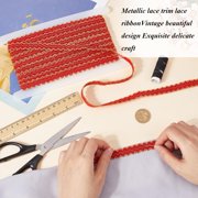 13 Yard 5/8 inch Gimp Braid Trim Polyester Red Metallic Edge Woven S Wave Lace Ribbon Fabric Upholstery Hand DIY Crafts for Gift Cable Ties Sewing Curtain Slipcover Costume Accessories diy