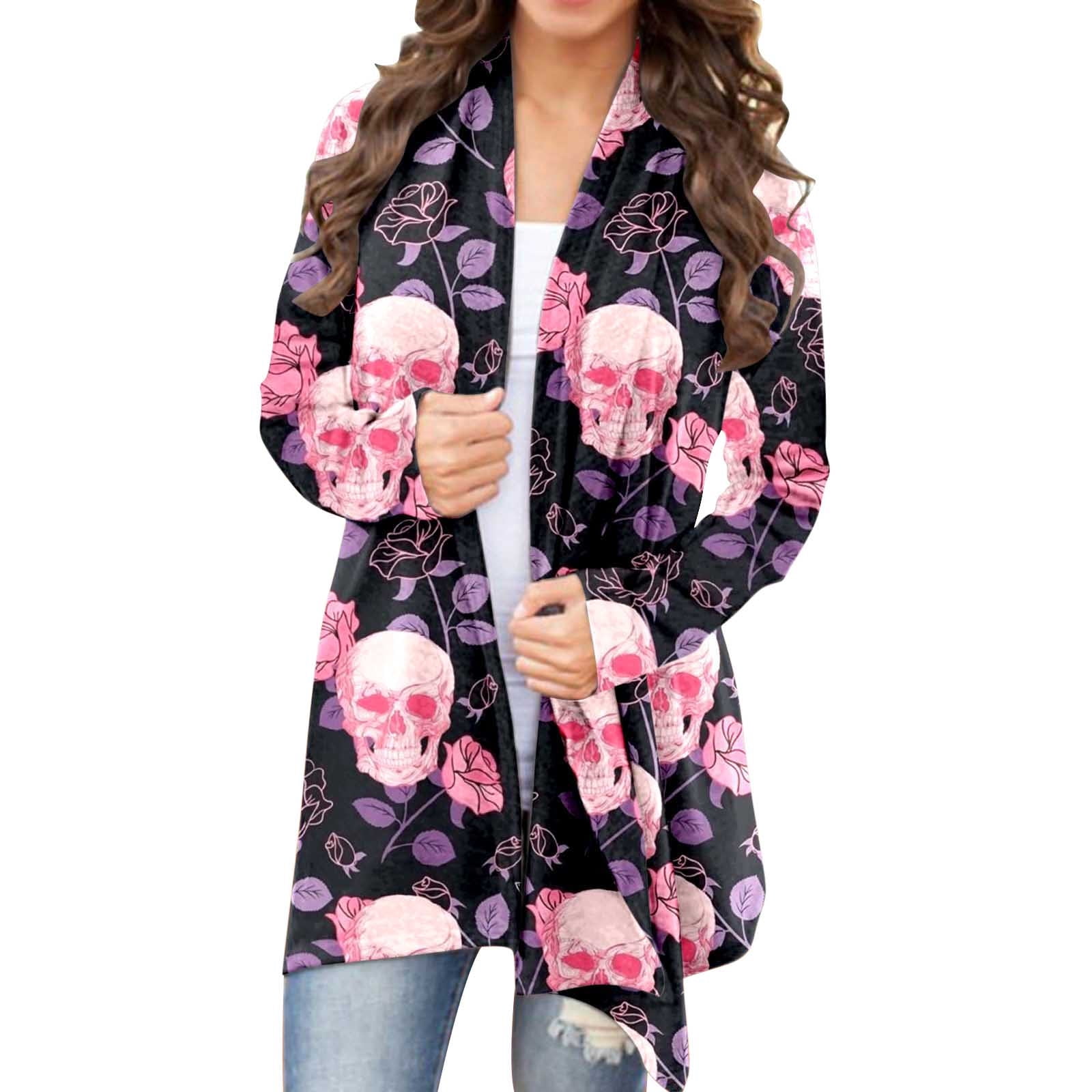 Women Casual Halloween Print Cardigan 