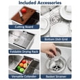thumbnail image 3 of Superior 33 x 19 Inch Single Bowl Undermount Kitchen Basin 16 Gauge 304 Stainless Steel cm de Anchoorkstation 10-Inch Profundo Basin Integrated Ledge, 3 of 8