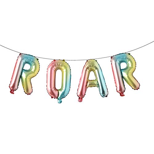 Roar RAWR Dinosaur Tyrannosaurus Animal Balloons for Birthday Party Baby Shower Decoration Kit Inflatable Party Supplies Decorations Gift Kids and Adults (Roar Rainbow)