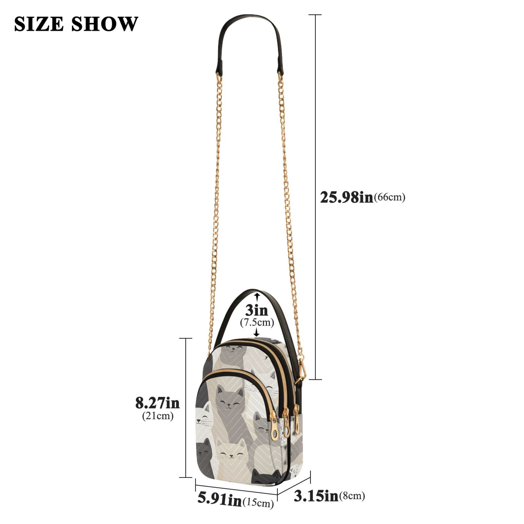 FORMRS Crossbody Bag for Women Quilted Travel Shoulder Cell Phone Purse with Chain Strap Handbag, Beige Cute Cats