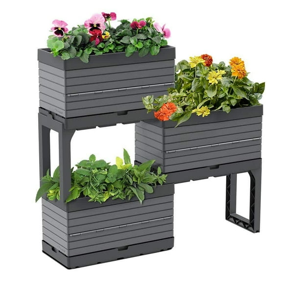 FlexSpace 22 in. x 11 in. x 13 in. Gray Resin Modular Raised Garden Bed