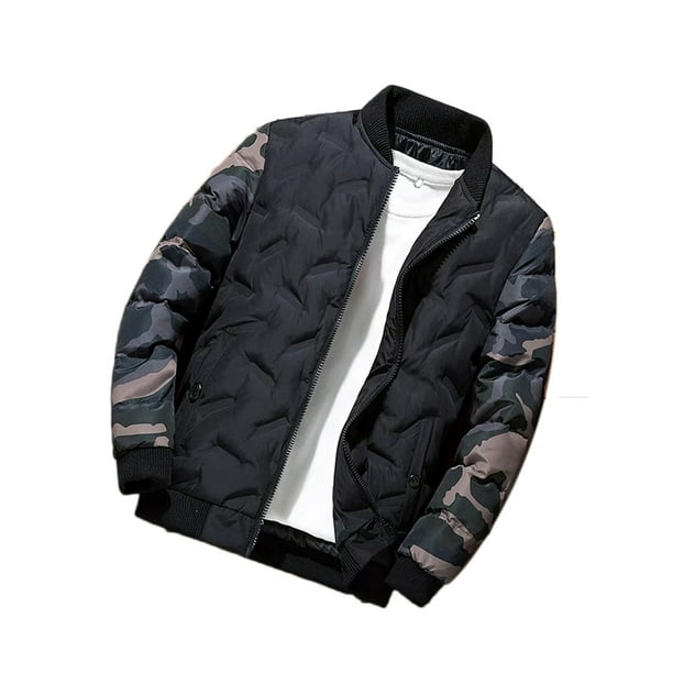 AMaVo Avamo Big and Tall Letterman Quilted Jacket for Men Plus Size Warm Chunky Coat with Camo