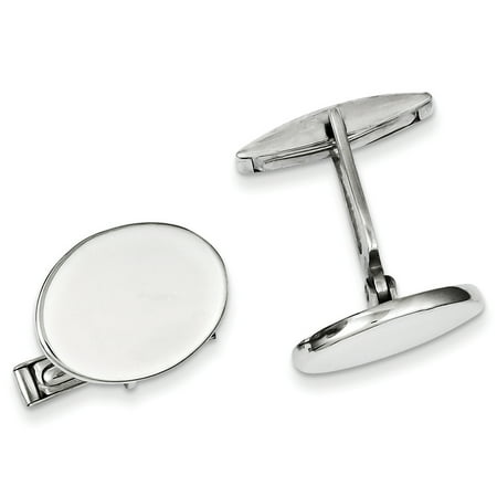 Men's Sterling Silver Polished Classic 18mm Oval Cuff Links