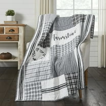VHC Brands, Sawyer Mill Stenciled Patchwork Throw, Black, 60x50