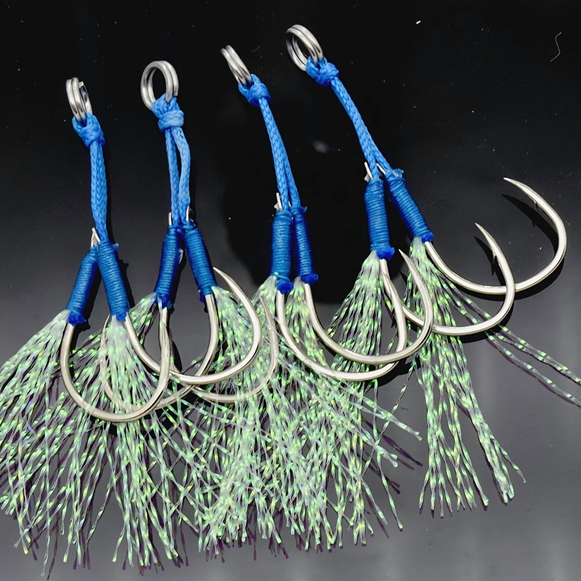 25Pair Double  Hooks Slow Jigging Fishing Jigs Hooks,Tackle Box,for Freshwater Saltwater,Jigs Assist Hook,Fishing Hooks Set14#  15# 16# 18# 20#