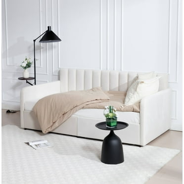 Twin Size Velvet Upholstered Daybed with 2 Drawers