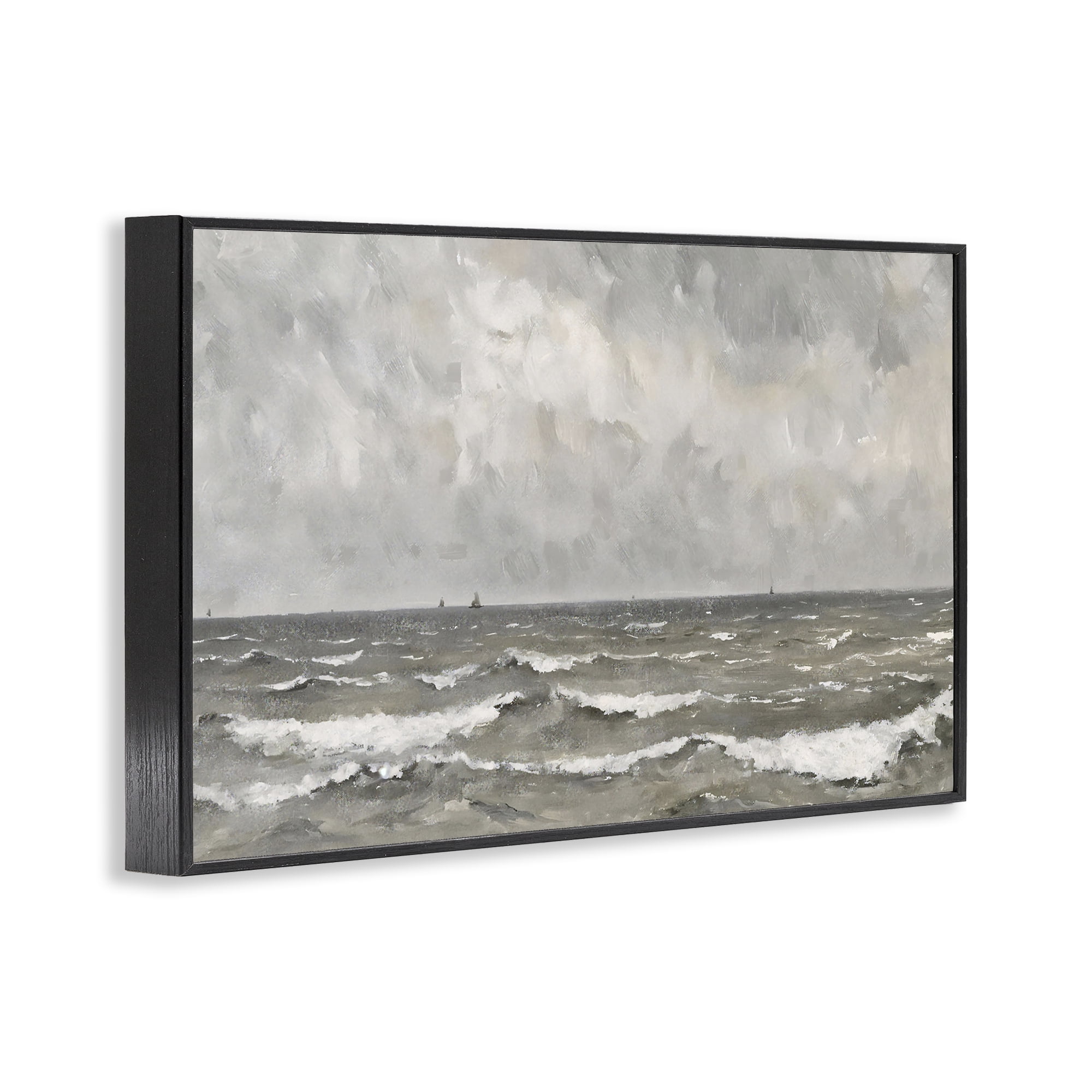 Stupell Industries Stormy Ripples at Sea Black Framed Giclee Art, design by Jacky Ngan