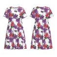 thumbnail image 3 of Bixox Robe d'Été à Manches Courtes pour Femmes Robe Ample Longueur Genou avec Poches-Pivoines, 3 of 7