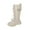 A Beige, variant on Toddler Girls Fleece Lined Leather Combat Boots Wide Calf Knee High Boots Wide Toe Box Non Slip Winter Booties with Buckle Strap Black Size 12.5 Little Child