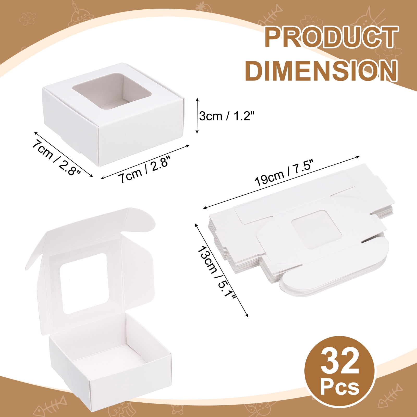 Unique Bargains 16Pcs Durable Stylish Kraft Paper Gift Boxes White 2.6" x 2.6" x 1.2"