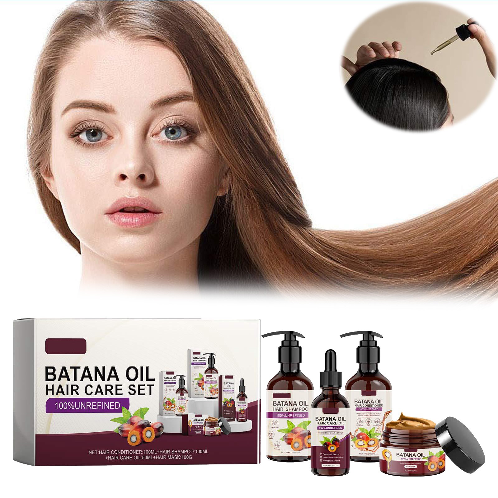 Batana Oil Volumizing Hair Care Set Frizzy Hair Nourishes Hair Softens ...