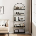 thumbnail image 4 of 5 Tier Bookshelf, Arched Metal Frame Bookcase with Wood Shelf, Tall Standing Storage Rack, 4 of 7