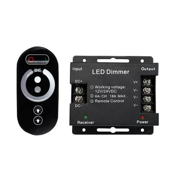 Amdohai Dimmer Switch, DC 12V-24V 18A PWM LED Light Strip Dimmer with Dimmable Slide Remote Control, Adjust Brightness Dimmer Light Switch