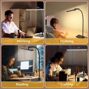 Lococo LED Desk Lamp, Tall Gooseneck, 5-Level Dimmable Brightness & Color for Home Office