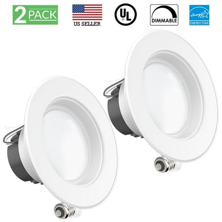 4 Light Fixture (Sunco Lighting 2 Pack 4 Inch Baffle Recessed Retrofit Kit LED Light Fixture, 11W (40W Replacement), 3000K Kelvin Warm White, 660 Lumen, Dimmable, Quick/Easy Can Install, Wet)