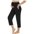 thumbnail image 4 of Ediodpoh Maternity Solid Color Trousers with Integrated Yoga Waistband and Functional Pockets Pants for Women Black L, 4 of 9