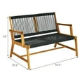 thumbnail image 2 of Gymax Wooden Rope Bench Loveseat Patio Garden Outdoor w/ Backrest & Armrest Black, 2 of 6