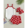 thumbnail image 5 of 4th of July Baby Girl Outfits 3M 6M 12M 18M Sleeveless USA Print  Romper Ruffle Stars Print Shorts Set My First 4th of July, 5 of 10