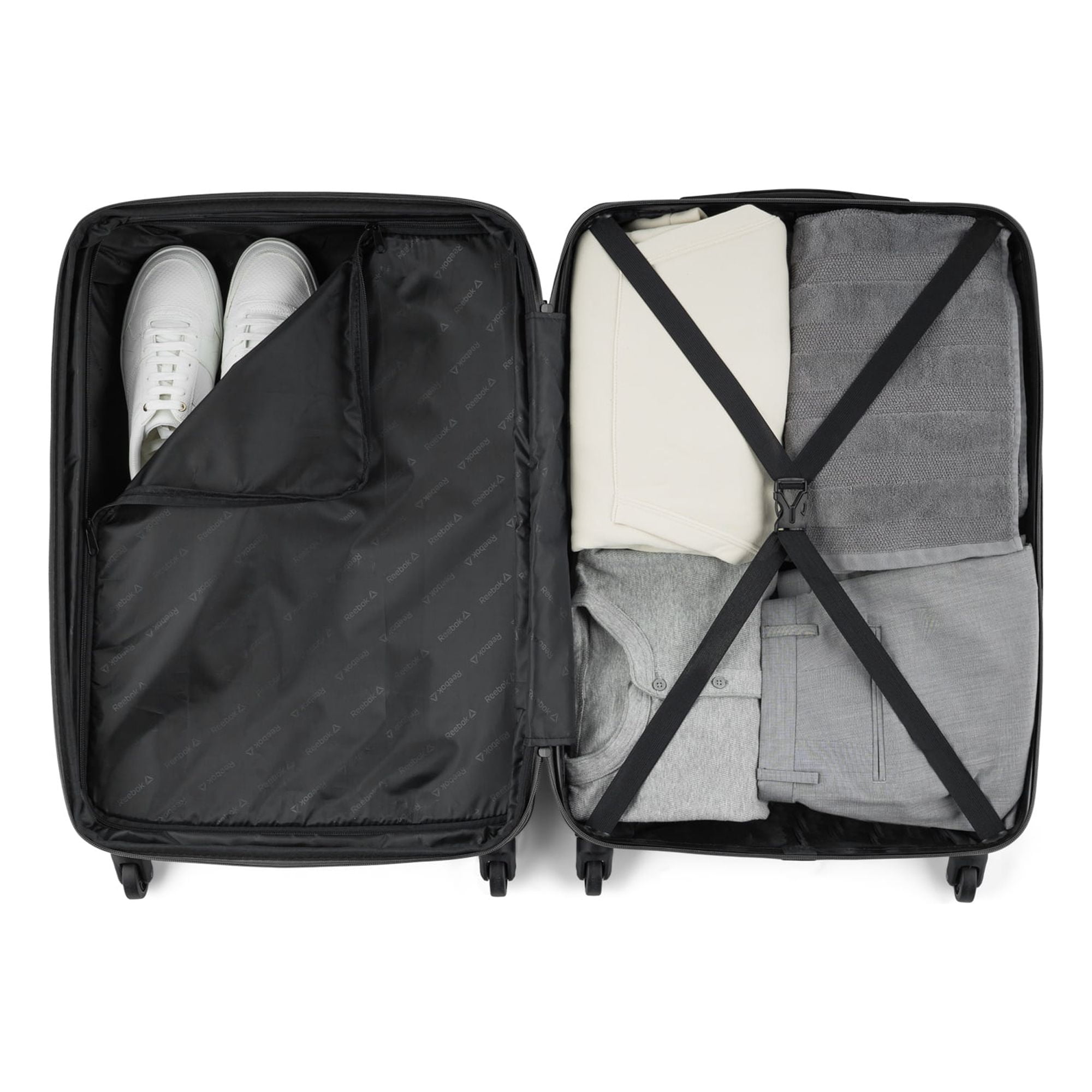 Reebok 30” Unisex 3-Piece Hardside Luggage Set, Black