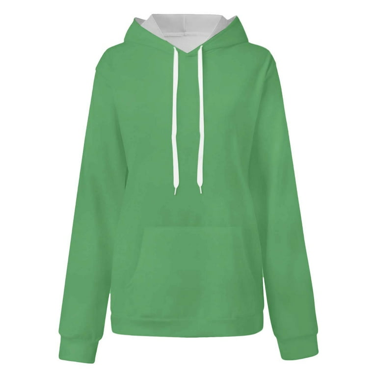 Olyvenn Womens Oversized Drawstring Hoodie Sweatshirts Hooded Neck Tops  Front Pockets Soft and Comfy Basic Loose Dressy Drop Shoulder Long Sleeve  Pullover Elegant Solid Color Tees Mint Green 8 
