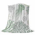 thumbnail image 6 of Sage Green Coastal Blanket Soft Cozy Warm Throw Blanket for Couch, Plush Fuzzy Flannel Fleece Blankets for Sofa, Coral Jellyfish Nautical Bed Blankets Lightweight Gifts for Women, 30"x40", 6 of 9