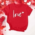 thumbnail image 4 of Guzom Womens Red Love Heart Graphic Crew Neck Rolled Short Sleeve Relaxed Fit Polyester Spandex Casual T-Shirt for Valentine's Day Daily Wear,Size S, 4 of 7