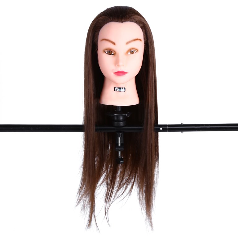 BLTYXT 20-22'' Mannequin Head with Real Human Hair Long Straight Hair  Hairdressing Practice Training Head Cosmetology Hair Styling Head