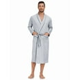 thumbnail image 2 of MAYFISH Men's Pure Cotton Robe, Lightweight and Soft, Long Summer Sleepwear 100% Cotton Robe with Pockets (Grey, 2XL), 2 of 5