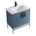 thumbnail image 3 of Fine Fixtures - Modern Blue 30" Bathroom Vanity Set, Black Matte Hardware, Vitreous China Sink Top, 3 of 5