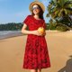thumbnail image 4 of Fotbe Red Rose Vestido Largo de Moda para Mujer, Vestido Tipo Camiseta con Manga Corta y Estilo Casual a Rayas y Bloques de Color, 4 of 6